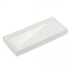 18 Choc Gloss White Folding Lid with Triangular Window